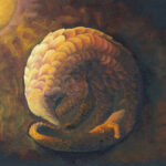 Pangolin with baby in oils