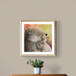 Oil Painting with lion mother and cub