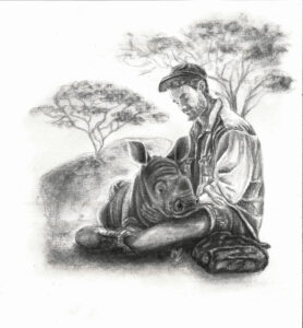 Guardians of Hope - a rancher with a rhino