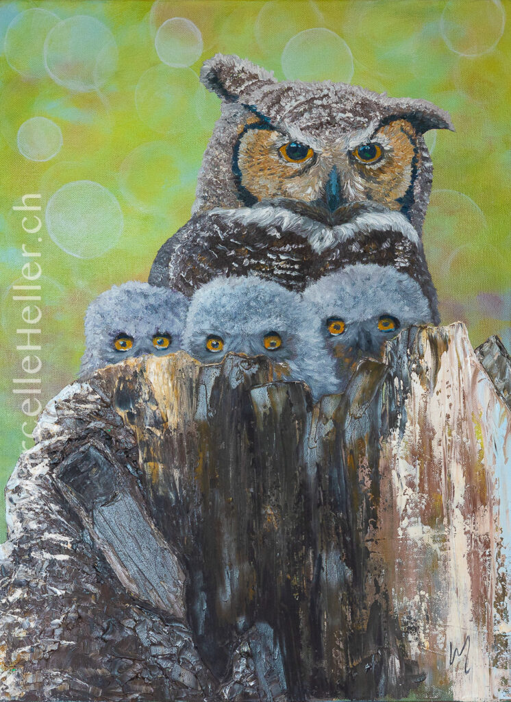 New Beginnings - Owl with chicks