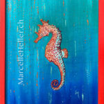 Seahorse in oils and sand