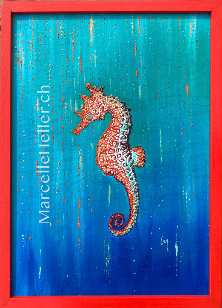 Seahorse in oils and sand