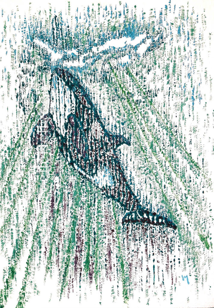 Echoes of the Deep - Painting of a Whale with Beachsand