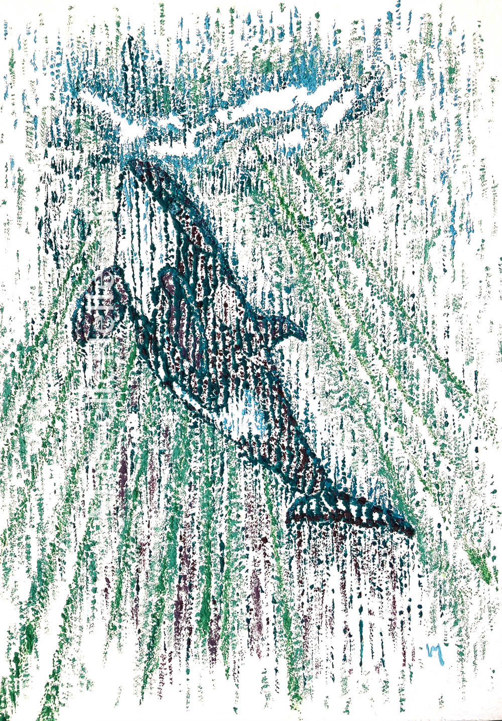 Echoes of the Deep - Painting of a Whale with Beachsand